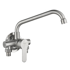 A947304不鏽鋼明裝廚房龍頭 明管混水閥掛牆式洗衣池洗菜盆冷熱水