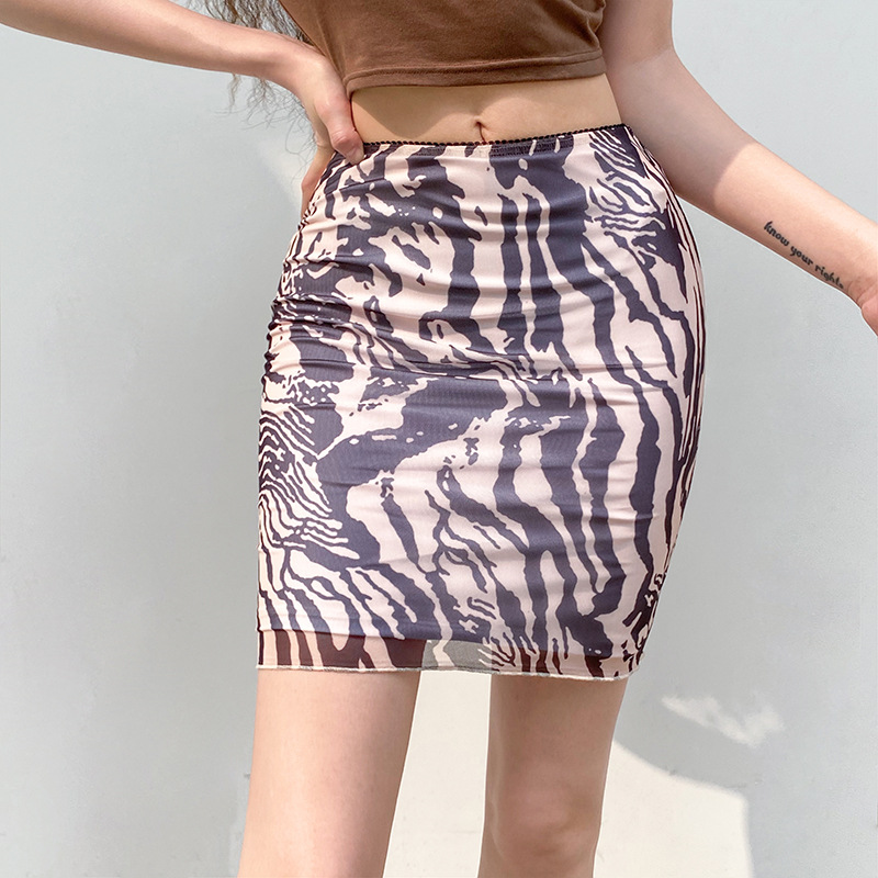 tiger print hit color high-waist half-length skirt NSNWQ56418