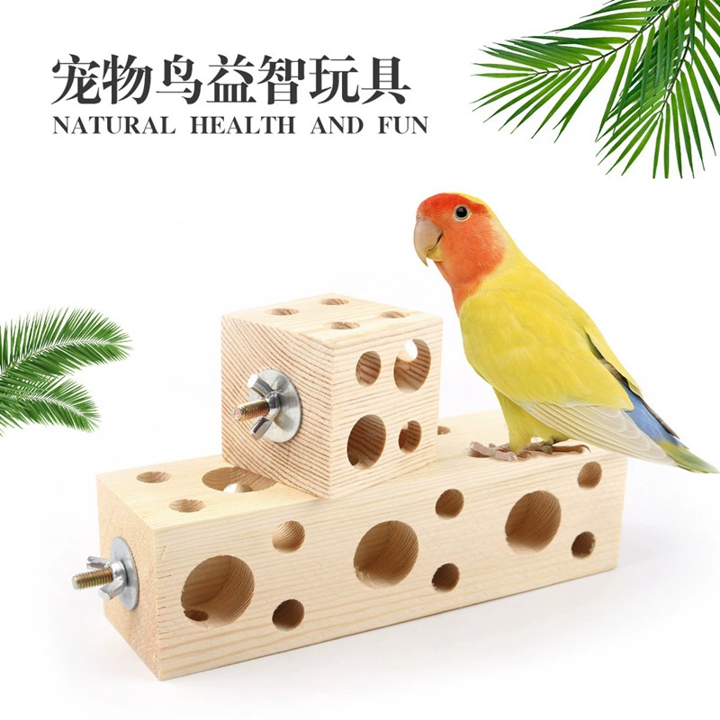 Игрушка для птиц: деревянный блок для жевания, шлифовки клюва, сверления, подставка для леса, стоячая палочка из сосны