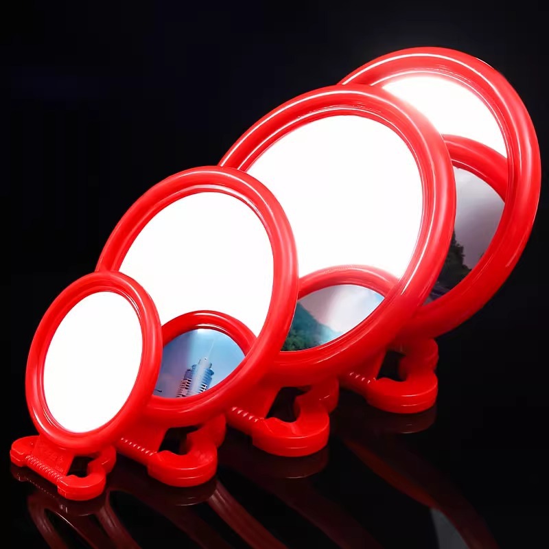 Espejo antiguo de pared espejo de maquillaje dormitorio espejo de escritorio casamiento de novia roja espejo colgante gran mano unilateral