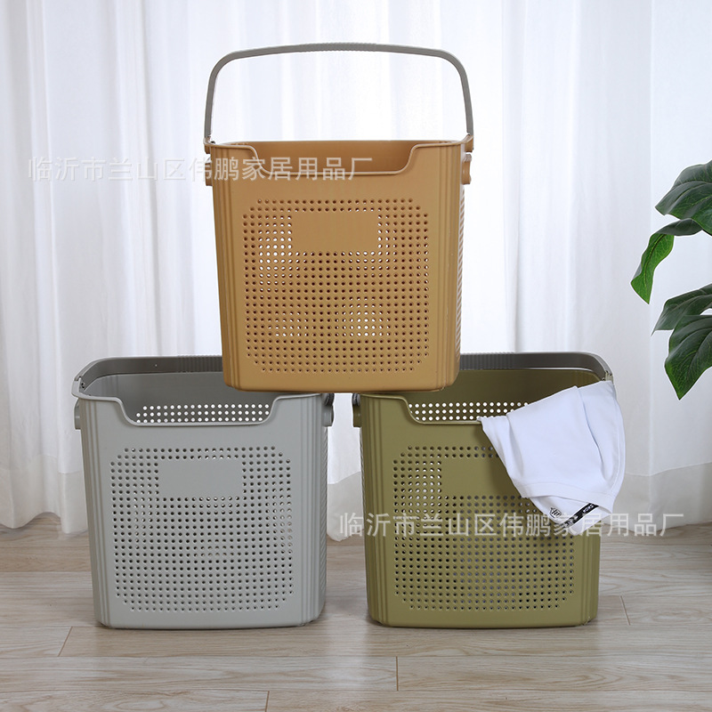 Household Plastic Hand-held Dirty Clothes Basket Thickened Toy Sundries Storage Basket Supermarket Shopping Basket Large Food Basket Wholesale