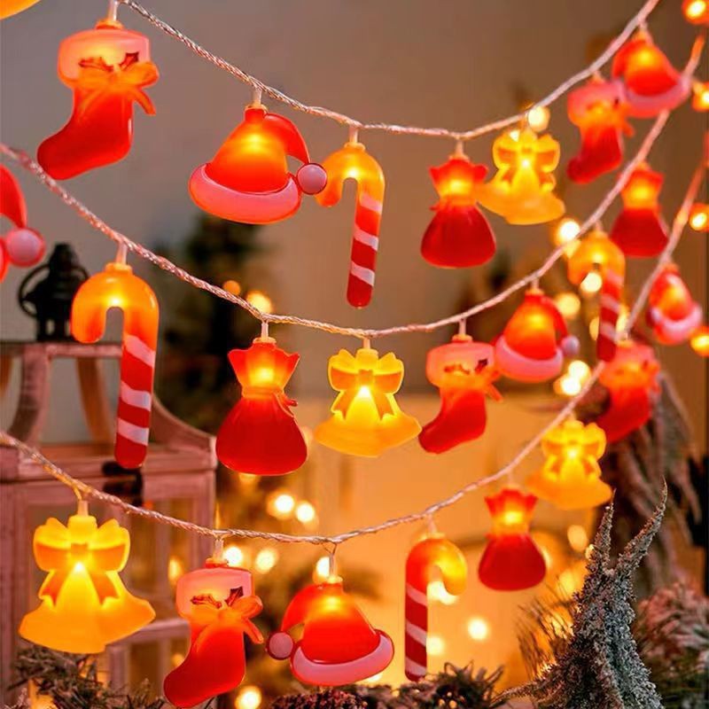 Decoración de Navidad cadena de lámparas LED transfronterizas fabricantes de explosión de estilo recto de Navidad atmósfera de lámparas al aire libre fiesta de patio