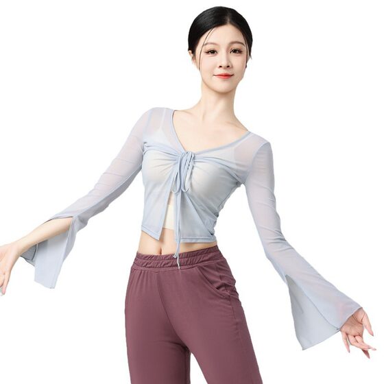 Modern Dance Adult Dancing Suit Long-sleeved Finger Jacket Slim-fit Chinese Classical Ethnic Dancing Suit for Women