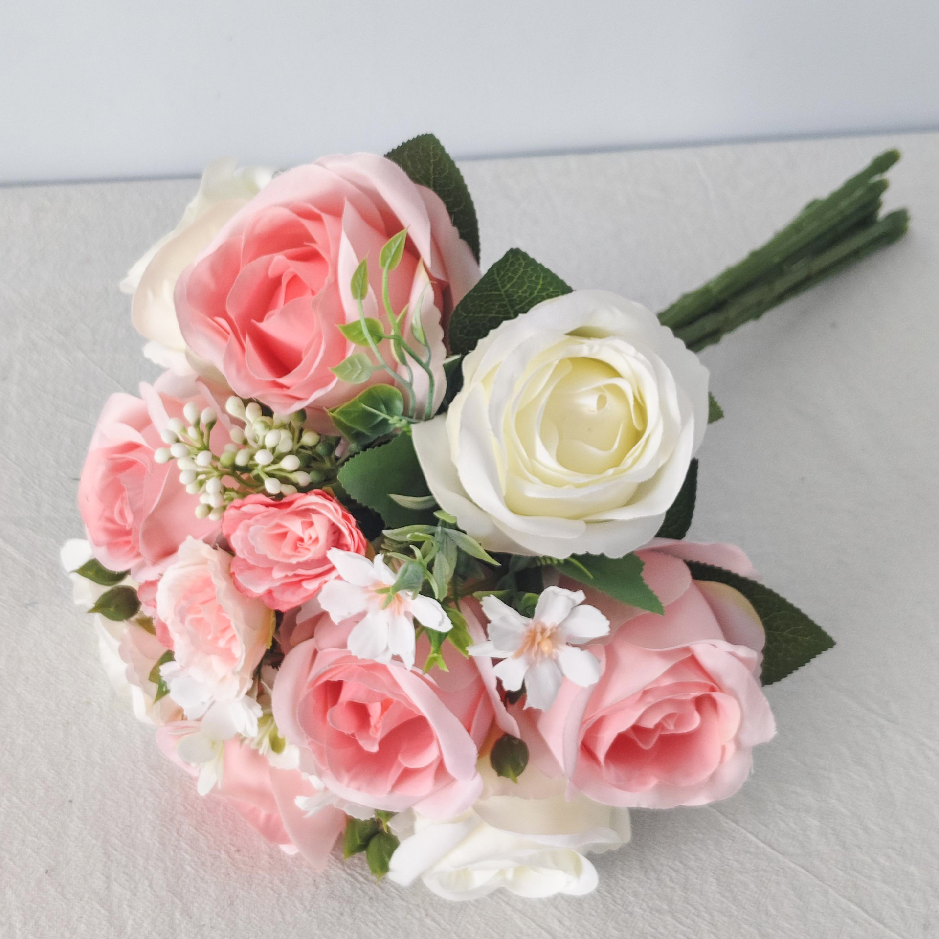 Simulación de seda multicanal flores de rosa simulación de flores props de disparo para el hogar decoración de seda flores falsas flores rosas transfronterizas