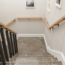 实木靠墙扶手铁艺楼梯立柱栏杆简约围栏家用护栏别墅阁楼阳台室内