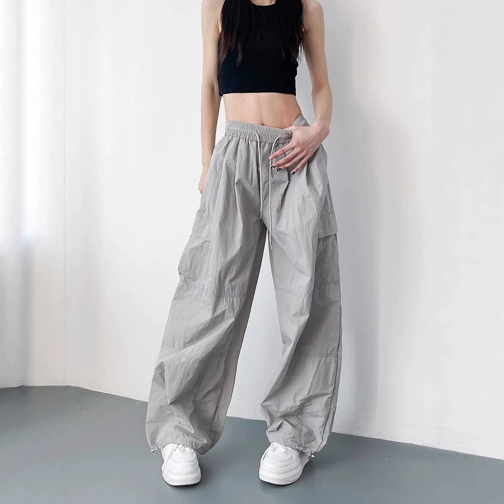 Thin silk quick dry trousers, plus size, loose straight fit
