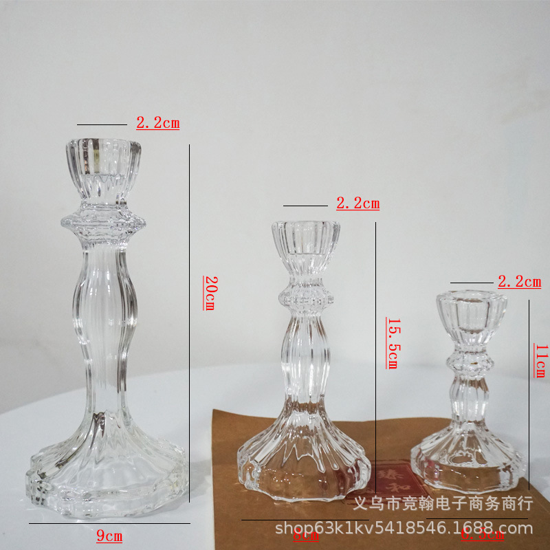 French Flower Vertical Petal Glass Candle Holder Retro Romantic Candlelight Dinner Candle Ornaments Decoration Photo Props