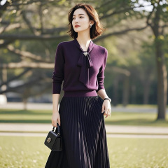 2025秋季新款女装洋气独特别致超好看紫色针织衫设计感女小众上衣