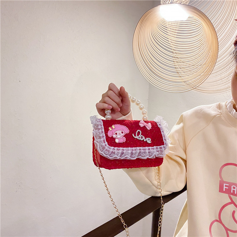 Nuevos bolsos infantiles coreanos bolsos de princesa bolsos de cadena bolsos de perlas bolsos de arco bolsos casuales para niñas