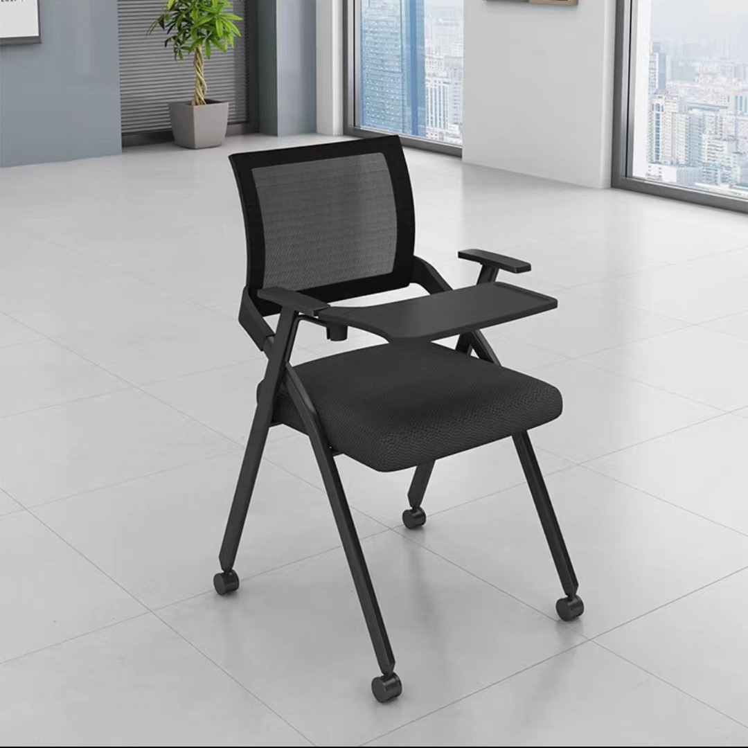 Silla de sala de reuniones Silla plegable de entrenamiento de malla con tablero de escritura, tablero de escritorio, escritorio y silla de estudio, silla de entrenamiento de oficina plegable integrada image 17