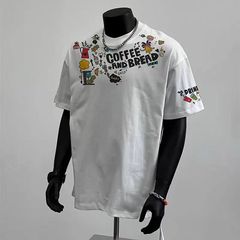 2025新型半袖tシャツ男性ins潮牌欧米ヒップホップ風丸襟底シャツ夏