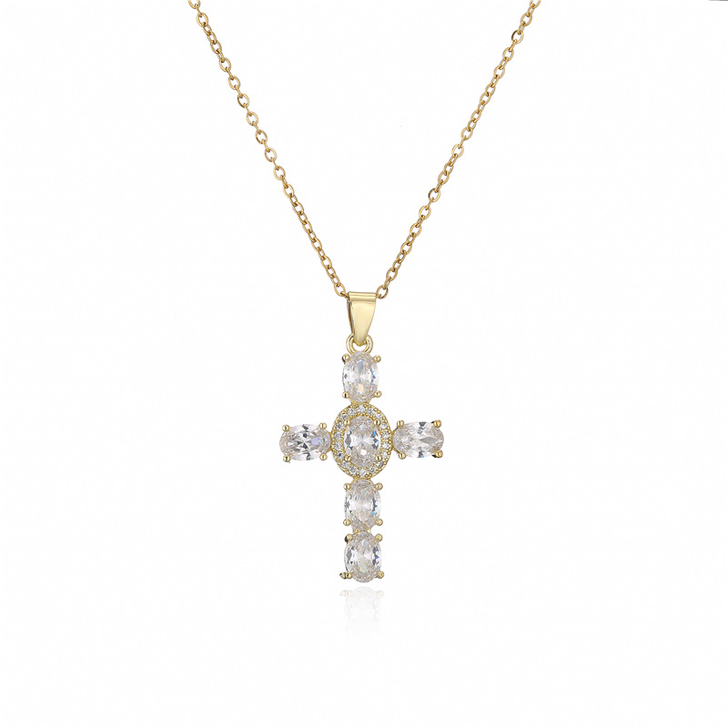 hot sale copper micro-inlaid zircon cross pendant necklace jewelry new product