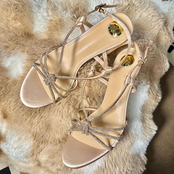 High heels with rhinestones stiletto heels open toe