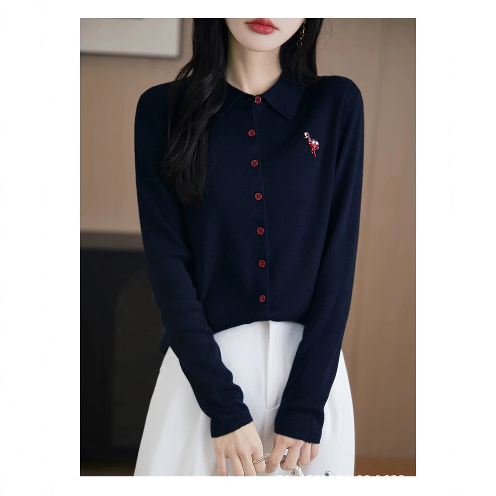 2025 осень-зима новая шерстяная ямка POLO трикотажный кардиган жакет жакет жакет жакет жакет для женщин