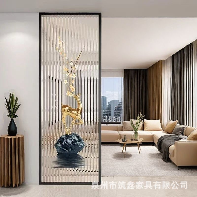 Living Room Screen Partition Living Room Simple Light Luxury Art Tempered Glass Home Entrance Bathroom Blocking Wall