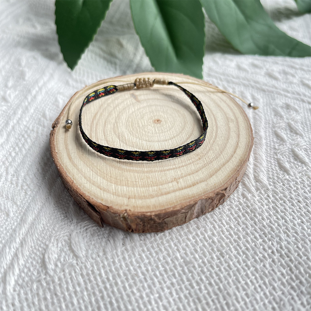 Cotton Yarn Material Ethnic Style Stripe Cotton Yarn Braid Unisex Bracelets