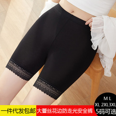 Breathable Bamboo Fiber Summer Safety Pants with Added Size Lace Edge Three-Way Pants Anti-Slip Leggings 5 Sizes