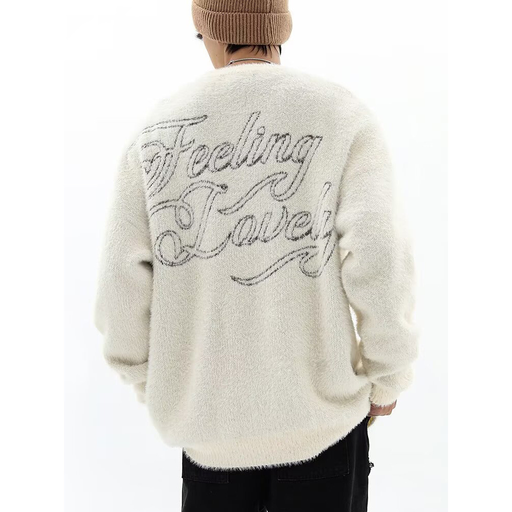 Explosiones transfronterizas de tamaño grande oscuro de ángel jersey jersey suéter letras masculinas de otoño y invierno fábrica al por mayor