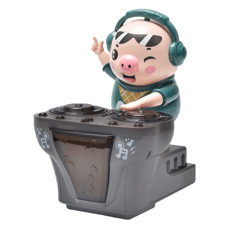 Tiktok mismo estilo plato DJ moda cerdo dinámico música luz caminando niño niños juguete eléctrico en línea rojo al por mayor