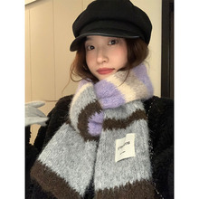 含羊毛围巾女秋冬季2023新款韩版高级感保暖氛围感围脖护颈灰色男