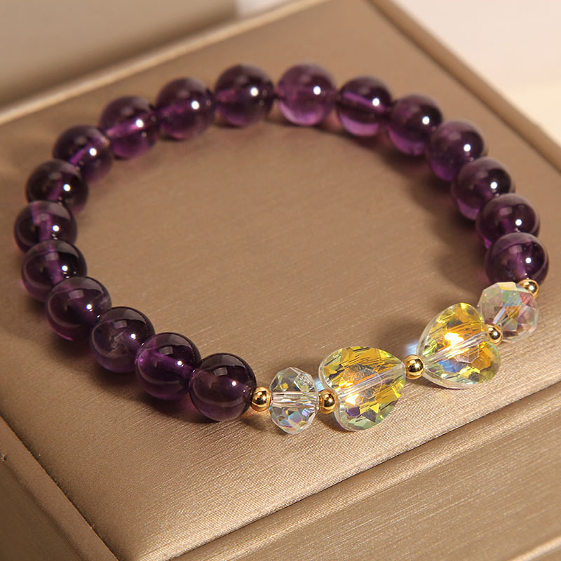 Pulsera de amatista natural mujer ins nicho diseño moda arco pulsera para novia regalo pulsera image 3