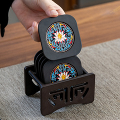 Minzheng Electric Wood Enamel Colored Tea Mat Cup Mat Tea Cup Mat Tea Ceremony Gongfu Tea Cup Saucer Tea Saucer Creative Tea Accessories
