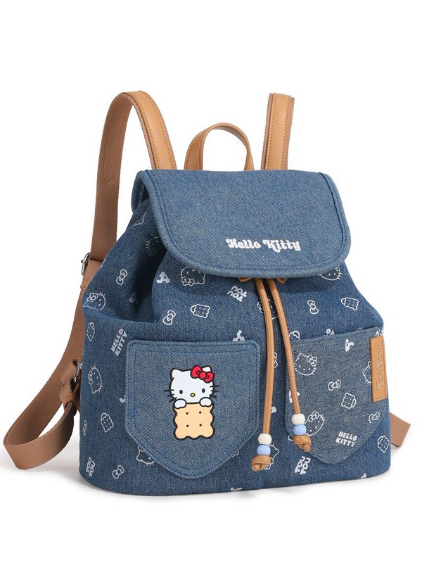 TOUTOUHelloKitty凯蒂猫牛仔饼干双肩包时尚大容量百搭通勤小背包|undefined