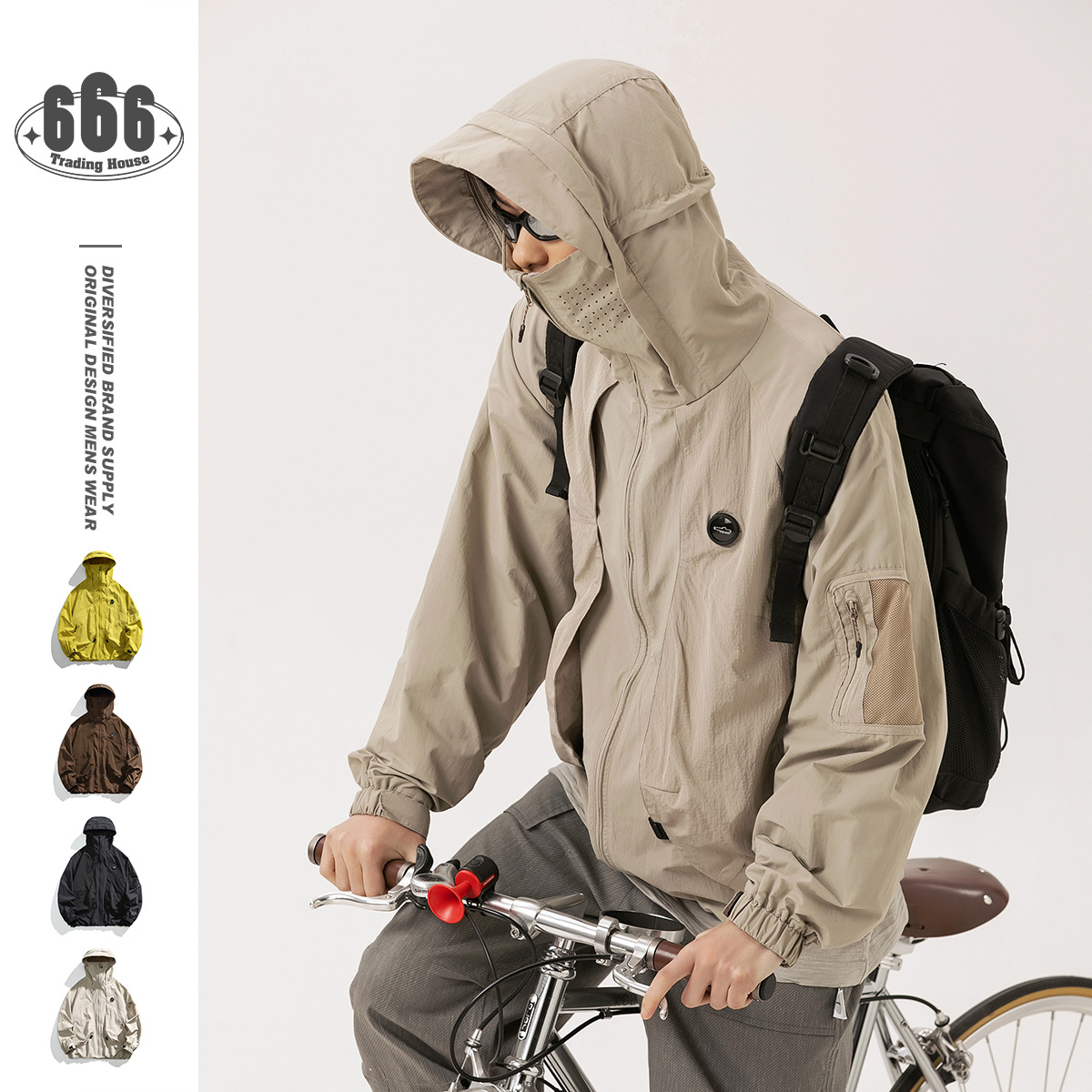CLOR Sports Outdoor Breathable Waterproof Summer Sun Protection Clothing Men's Hooded Jacket Lightweight Fishing Jacket Top 6093