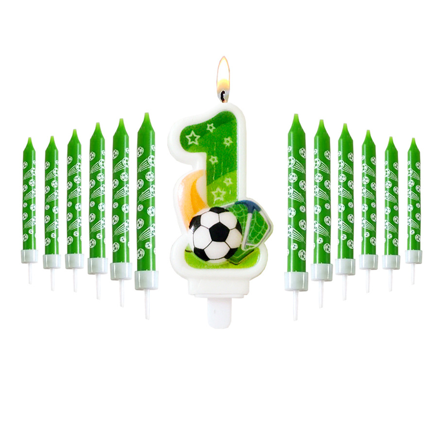 Nuevo fútbol transfronterizo vela digital fútbol lápiz vela de pastel para niños vela de cumpleaños para bebés fiesta horneado