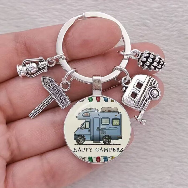Lantern Pinecone Blue Rv Time Gem Keychain Camping Outdoor Enthusiasts Keychain Wholesale Cross-Border