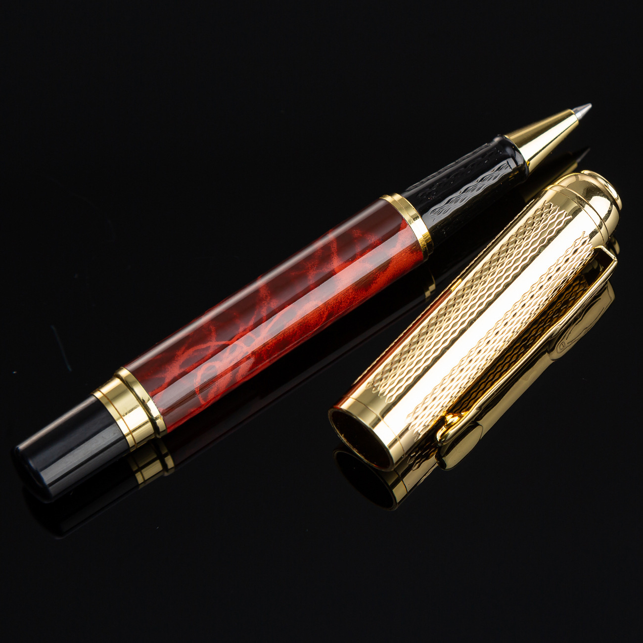 La firma de bolígrafo de metal de madera roja regalos de negocios de la empresa de regalos creativos logotipo de impresión de bolígrafo