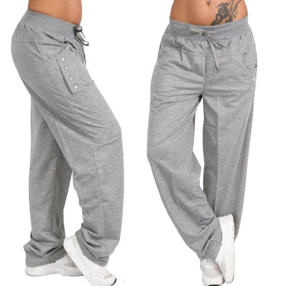 Women's Solid Color Lace-Up Casual Loose Straight Leg Pants Autumn Winter European American Style Wish Trousers_ecoleips.com