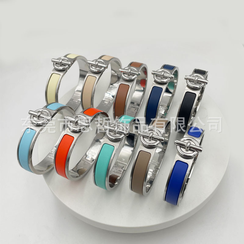 European and American New CLic Glenam Bracelet Titanium Steel Heavy Industry Frosted Brushed Enamel Bracelet for Men and Women