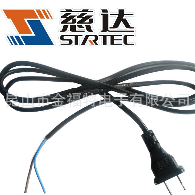 慈达二脚插头线电源线国标纯铜风扇风机电吹风扫地机通用线扁线单