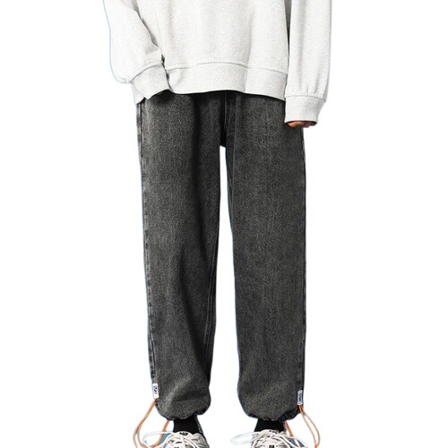 Thirteen-line men's loose ankle fashion brand couple casual pants spring and autumn black light color nine-inch pants