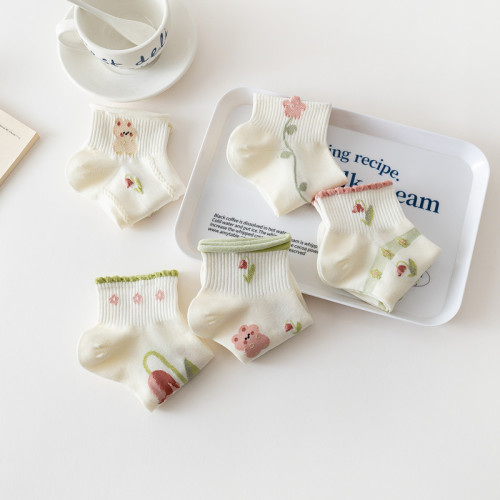 New Socks Women's Socks Summer Thin Tulip Women's Boat Socks Japanese College Style Shallow Mouth Girls Socks Wholesale