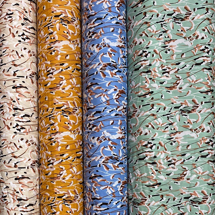 fábrica de guangzhou venta caliente camisa impresión viscose impresión de rayon inventario tela impresa