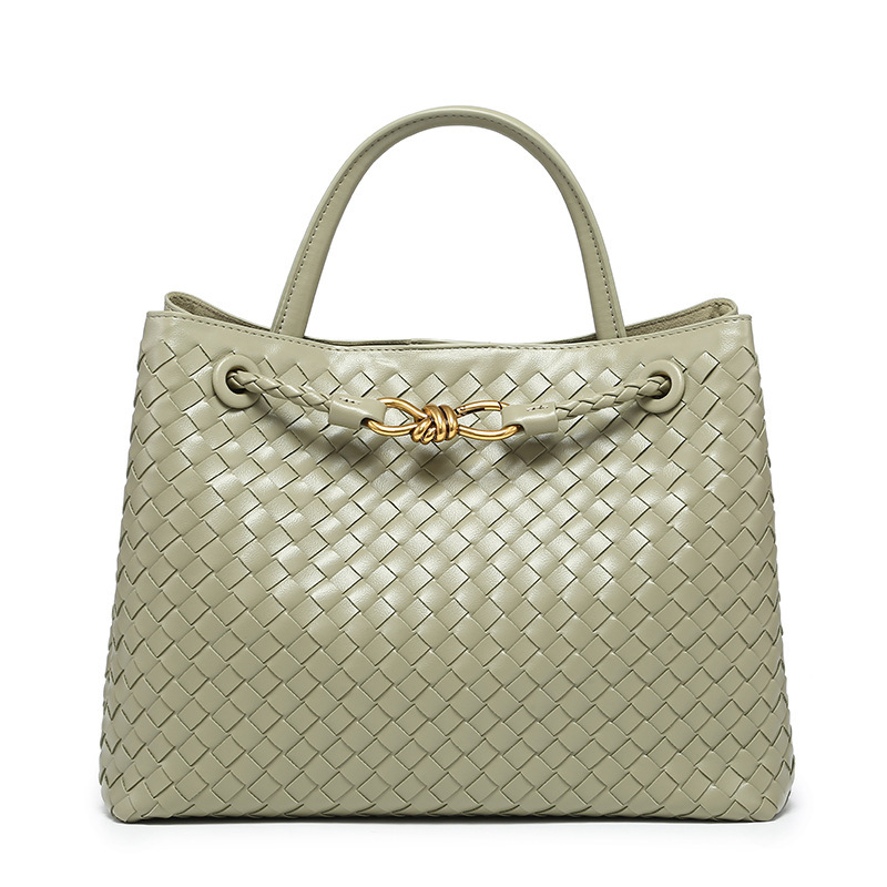 Amazon's Popular Commuter Large-Capacity Handbag Pure Hand-Woven Bag Metal Butterfly Buckle Shoulder Tote Bag W