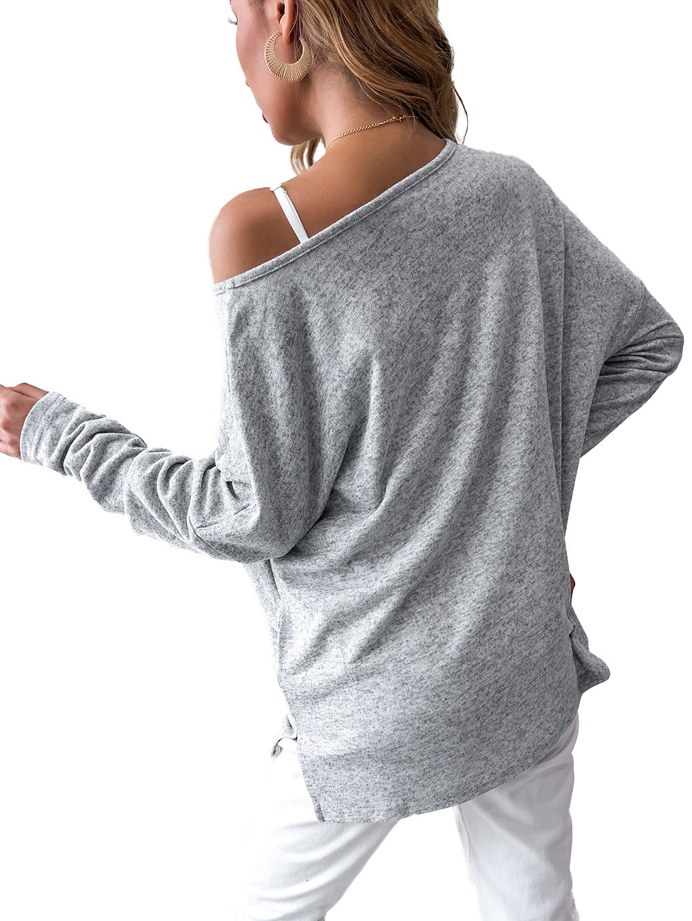 long-sleeved round neck loose t-shirt Nihaostyles wholesale clothing vendor NSDF76450