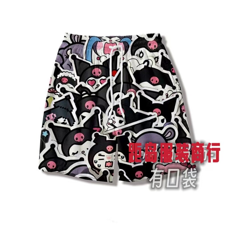 Yf Kuromi Shorts Men's Kuromi Basketball Pants Cute Couple Home Pants Quick-Drying Beach Pants for Boyfriend Students