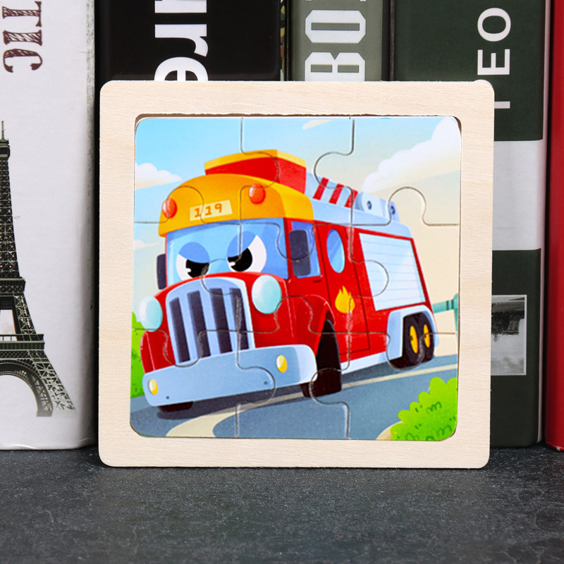 Puzzle pequeño plano de madera de 9 piezas Animal Ocean Traffic Kindergarten Educación temprana Juguetes educativos Puzzle simple de entrada