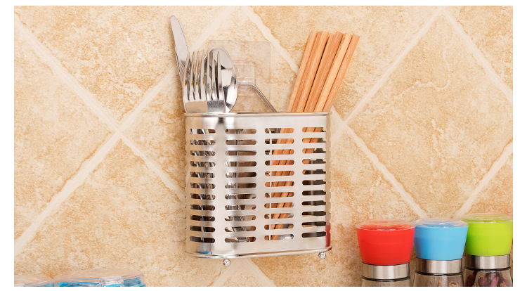 Stainless Steel Chopstick Holder Wall Mounted Draining Utensil Rack for Kitchen Storage preparation