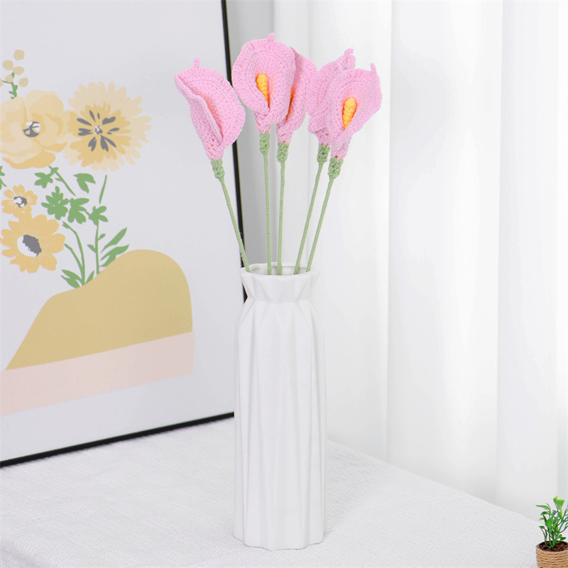 手工毛线花成品仿真编织钩针马蹄莲花束办公室插花百搭装饰伴手礼|undefined