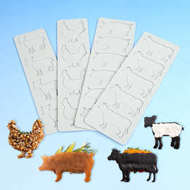 猪牛羊鸡动物造型翻糖蕾丝垫分子料理巧克力脆片装饰烘焙硅胶模具