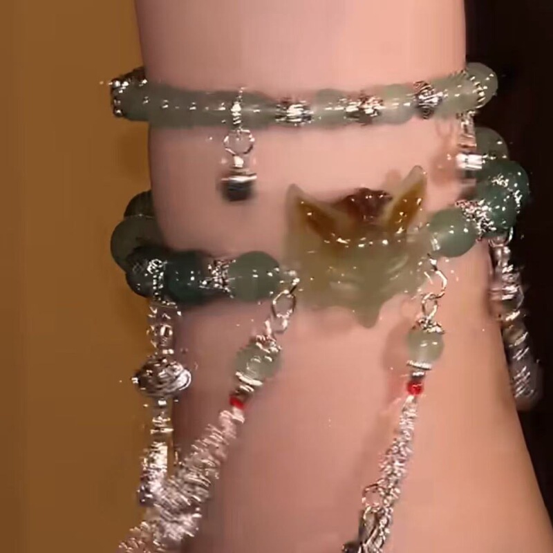 Linghu's New Chinese-Style Popular Long Double-Circle Bracelet, Versatile Aesthetic Little Fox Bracelet, Can Be Stacked for a Sense of Oriental Beauty Linghu's New Chinese-Style Popular Long Double-Circle Bracelet, Versatile Aesthetic Little Fox Bracelet, Can Be Stacked for a Sense of Oriental Beauty