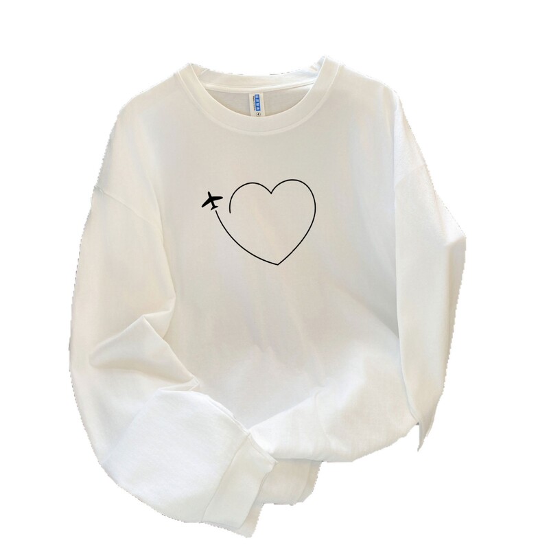 ヨーロッパ長袖 Tシャツレディースコットントップ夏の新しいカジュアルシンプルなデザインプリントトレンディな多用途ミドル丈|undefined
