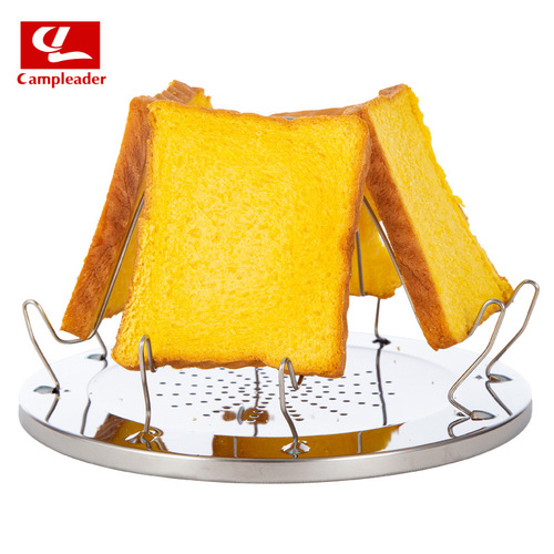 Outdoor camping supplies wire rack barbecue rack foldable 4-piece stainless steel simple round toast rack grill