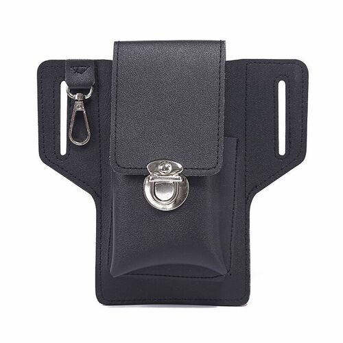 New portable men's belt belt bag simple single layer leather cigarette bag construction site sports mobile phone waist bag wholesale