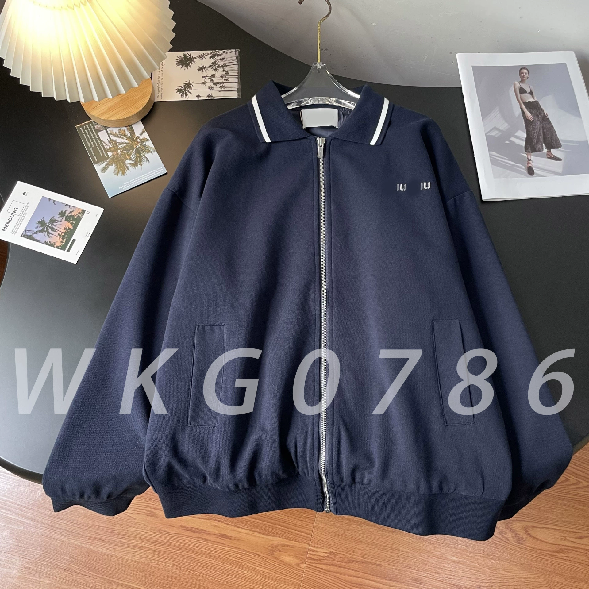 Куртка на молнии серии Nanyou mi, новинка весны и лета 2025, повседневная куртка с длинными рукавами и вышитыми лацканами в полоску