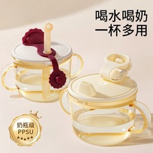 儿童牛奶水杯带手柄刻度奶瓶直饮吸管水杯宝宝喝水杯防漏防摔